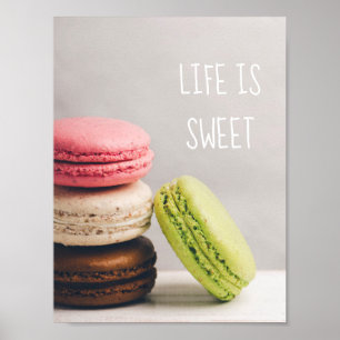 Franse macaroons in pastel- kleuren poster
