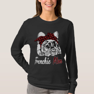 franse mam franse bulldog met rode geruite hoofdba t-shirt