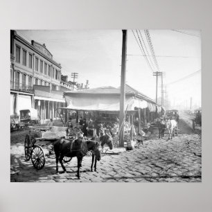 Franse Markt in New Orleans, 1906. Antieke foto Poster
