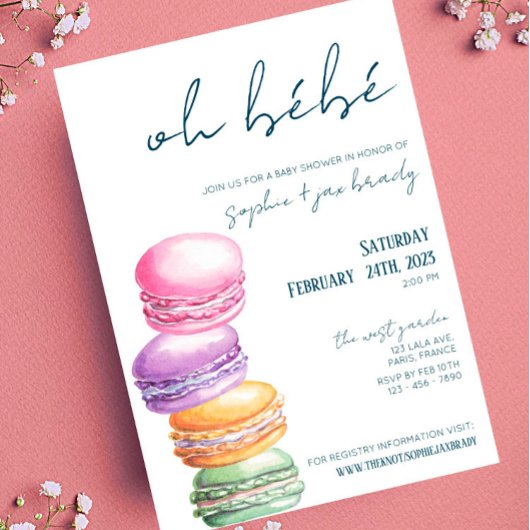 Franse markt - Macaroon - uitnodiging van Baby sho