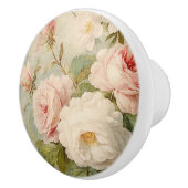 Franse marktbloem  roze en witte bloem keramische knop (Rechts)