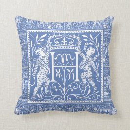 Franse medieval Chateau Blue Letter H Kussen