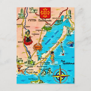 Franse Middellandse Zeekaart Briefkaart