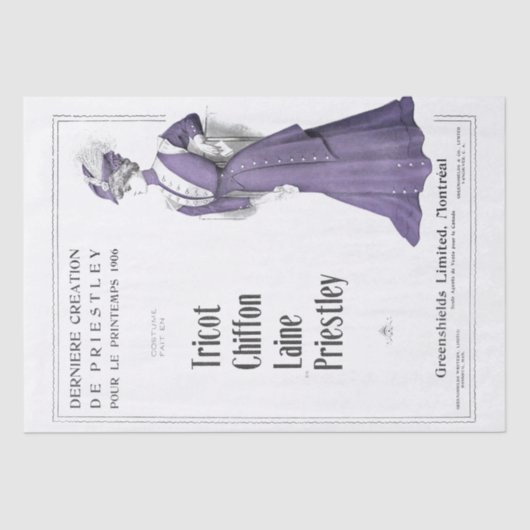 Franse Mode Ad Dame Paarse Decoupage Tissuepapier (Voorkant)