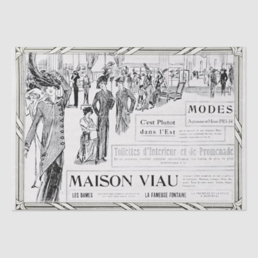 Franse Mode Advertentie Lady Lijst Decoupage Tissuepapier (Voorkant)