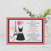 Franse Mode Birthday Uitnodiging (Staand voorkant)