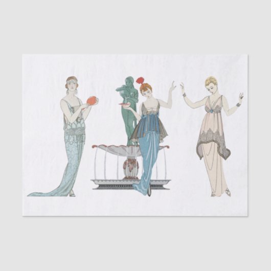 Franse Mode Dames Art Deco Decoupage Scraps Tissuepapier (Voorkant)