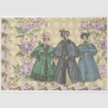 Franse Mode en Lila Bloemen Decoupage