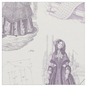  Franse Mode Toile Paars en White Stof