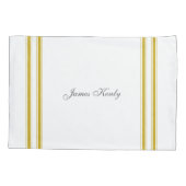  Franse Mosterd Ticking Tape Kussensloop (Achterkant-Links)