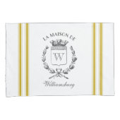  Franse Mosterd Ticking Tape Kussensloop (Voorkant-Rechts)