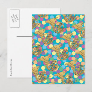Franse muziekopdragende poka dots briefkaart