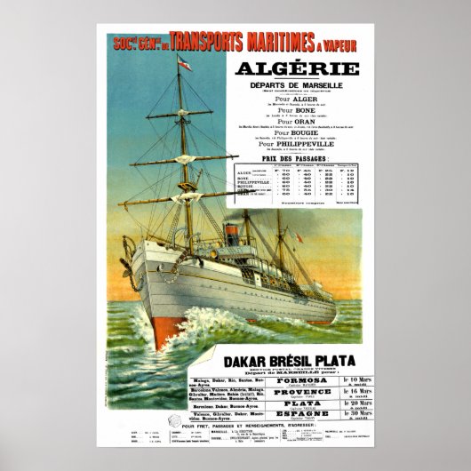 FRANSE OCEAAN-VERVOERSPOSTER POSTER (Voorkant)