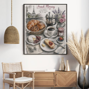 Franse ochtend in Parijs ontbijt Poster