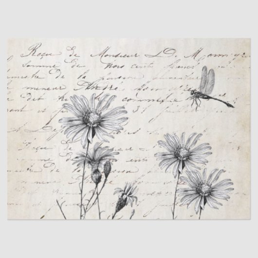 Franse ontlepagina Wilde bloem Tissuepapier (Voorkant)