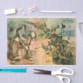 Franse paarden, vrouwen, ontkoppeling van Floral Tissuepapier (Craft)