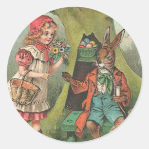 Franse paashaas met pijpleiding ronde sticker