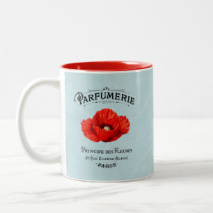 Franse parfumezetapparaat Red Poppy Blauwgroen Tweekleurige Koffiemok