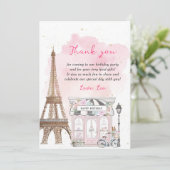 Franse Parijse Café Thee Verjaardag Bedankkaart Kaart (Staand voorkant)