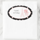 Franse Parijse poedel Ovaal Favor Sticker (Tas)