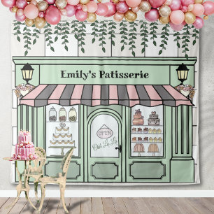 Franse Paris Bakkerij Cafe Patisserie Achtergrond Wandkleed