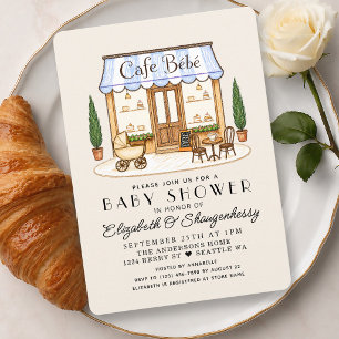 Franse Paris Café Bébé Jongen Baby Shower Kaart