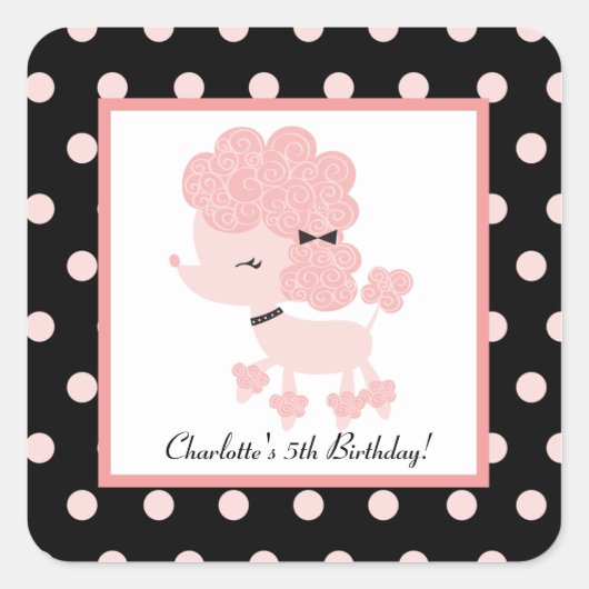 Franse Paris Poodle Square Envelope Seals (20) Vierkante Sticker (Voorkant)