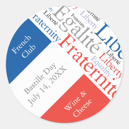 Franse partij of evenement met vlag van Frankrijk Ronde Sticker (Voorkant)