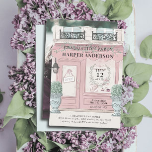 Franse Patisserie Paris Roze Afstuderen Foto Kaart