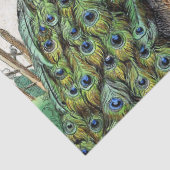 Franse "Peacock Bird Turtle Blowfish Flowers" Tissuepapier (Detail)