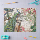 Franse "Peacock Bird Turtle Blowfish Flowers" Tissuepapier (Craft)