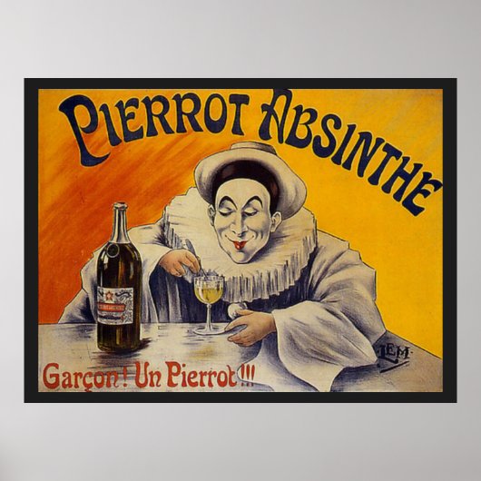 -Franse Pierrot Absinthe Advertisement Poster (Voorkant)