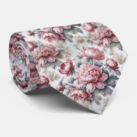 franse pioenroos stropdas (Opgerold)