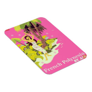 Franse Polynesische vintage reisposter Magneet
