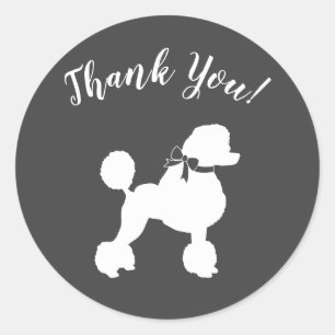 Franse poodle Dog Baby shower Puppy Grey Ronde Sticker