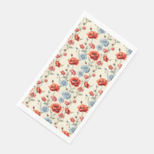 Franse Poppy en Dahlia Toile Servet