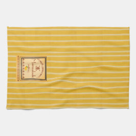 Franse Provence Yellow Stripes met tekstontwerp Theedoek