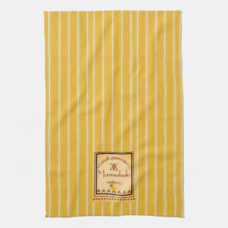 Franse Provence Yellow Stripes met tekstontwerp Theedoek