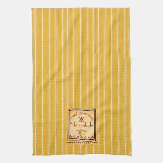 Franse Provence Yellow Stripes met tekstontwerp Theedoek (Verticaal)