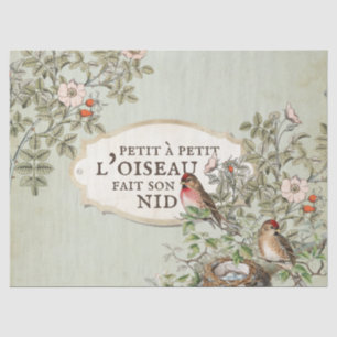Franse Proverb Bird Nest Rozen  ontkoppeling Tissuepapier