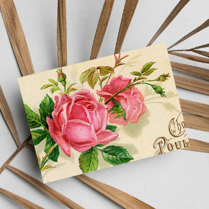 Franse publiciteit Girly Red Roses Briefkaart