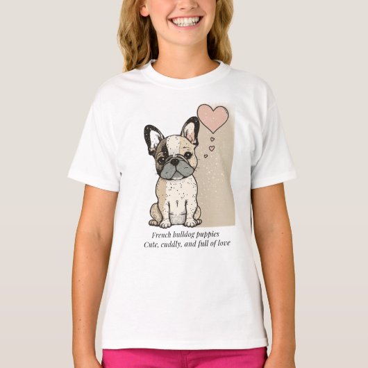 Franse puppies met bulldog - Cute and full of Love T-shirt (Voorkant)