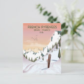 Franse Pyreneeën ski poster Briefkaart (Staand voorkant)