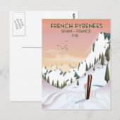 Franse Pyreneeën ski poster Briefkaart (Voorkant / Achterkant)