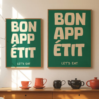 Franse Quote Keuken Muur Bon Appétit Poster