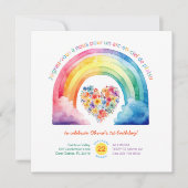 Franse regenboog meisje verjaardagsfeestje uitnodi kaart (Voorkant)