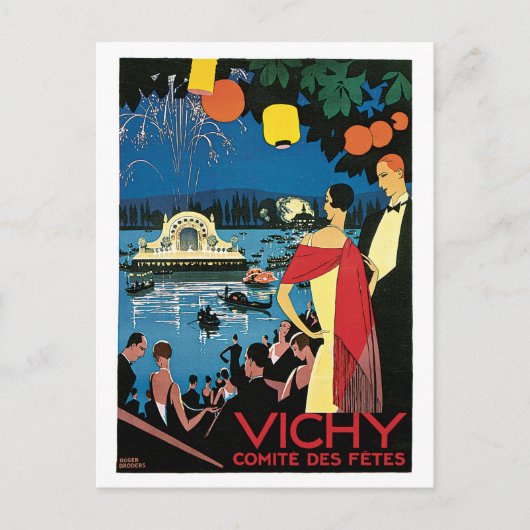 Franse reis uit de jaren 20 van de Vichy Briefkaart (Voorkant)