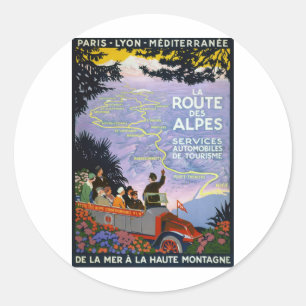 Franse reisposter Art Ronde Sticker