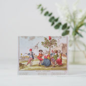 Franse revolutionairen dansen de carmagnole briefkaart (Staand voorkant)