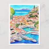 Franse Riviera Art  Illustratie Reizen Briefkaart (Voorkant)